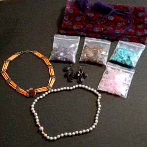 Costume Jewelry with vintage coin purse